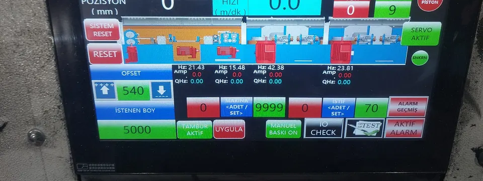 Üretim hattı HMI kontrol ekranı