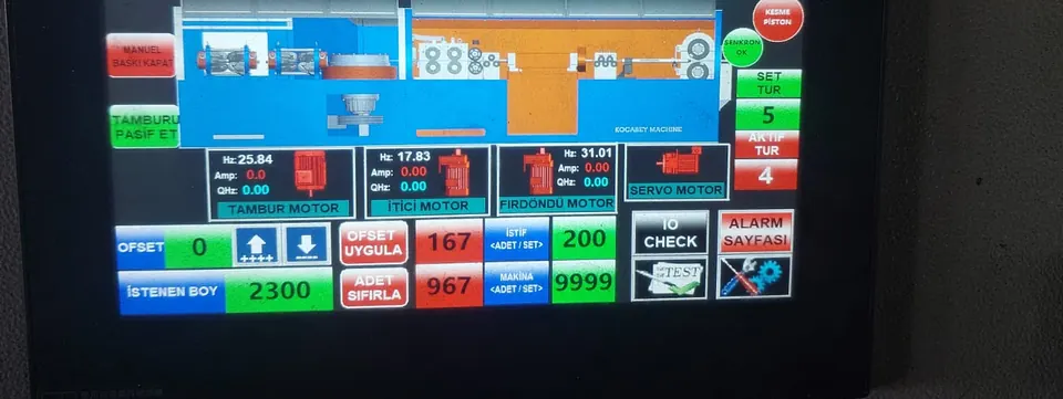 Motor ve proses izleme HMI ekranı